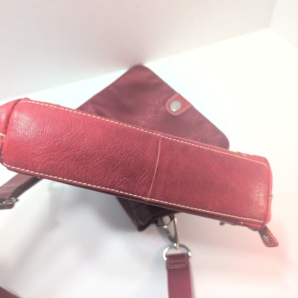 Vintage Fossil Pebbled Red Genuine Leather Crossbody Messenger Bag 75082 - Picture 14 of 14